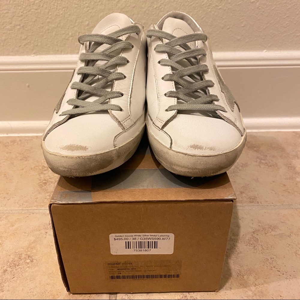GOLDEN GOOSE SUPERSTAR SNEAKERS WHITE SILVER 38 - Picture 4 of 15